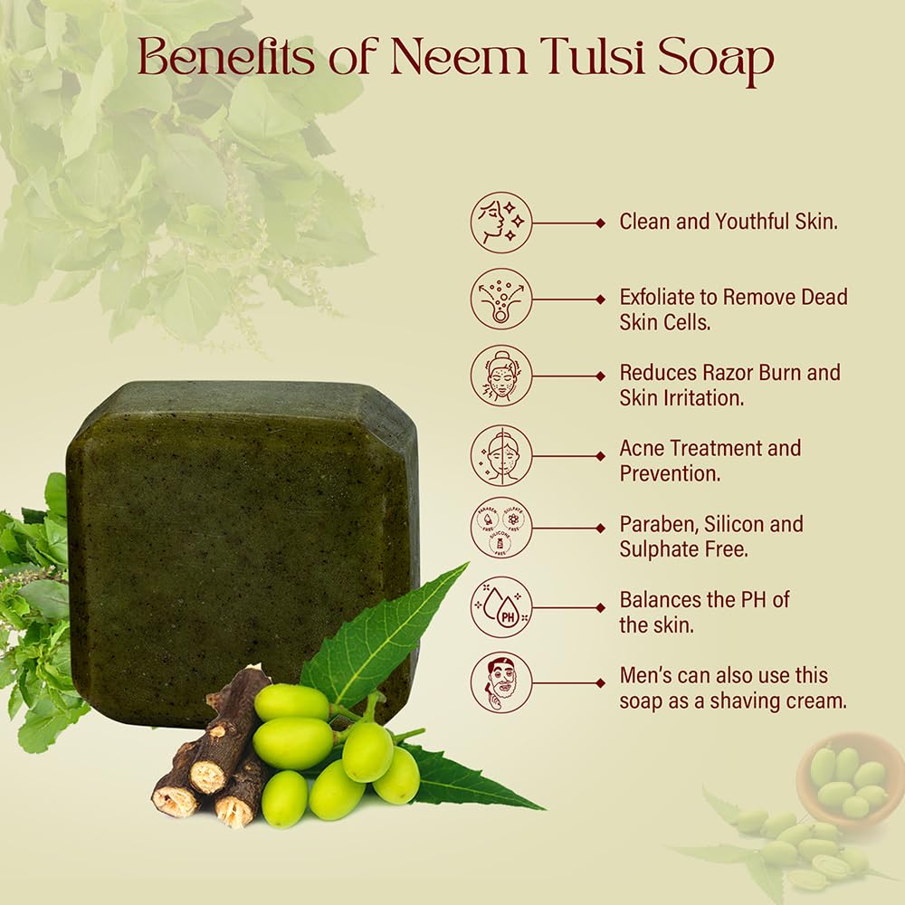 Green Leaf 🌿 Neem-Tulsi Antiseptic Soap